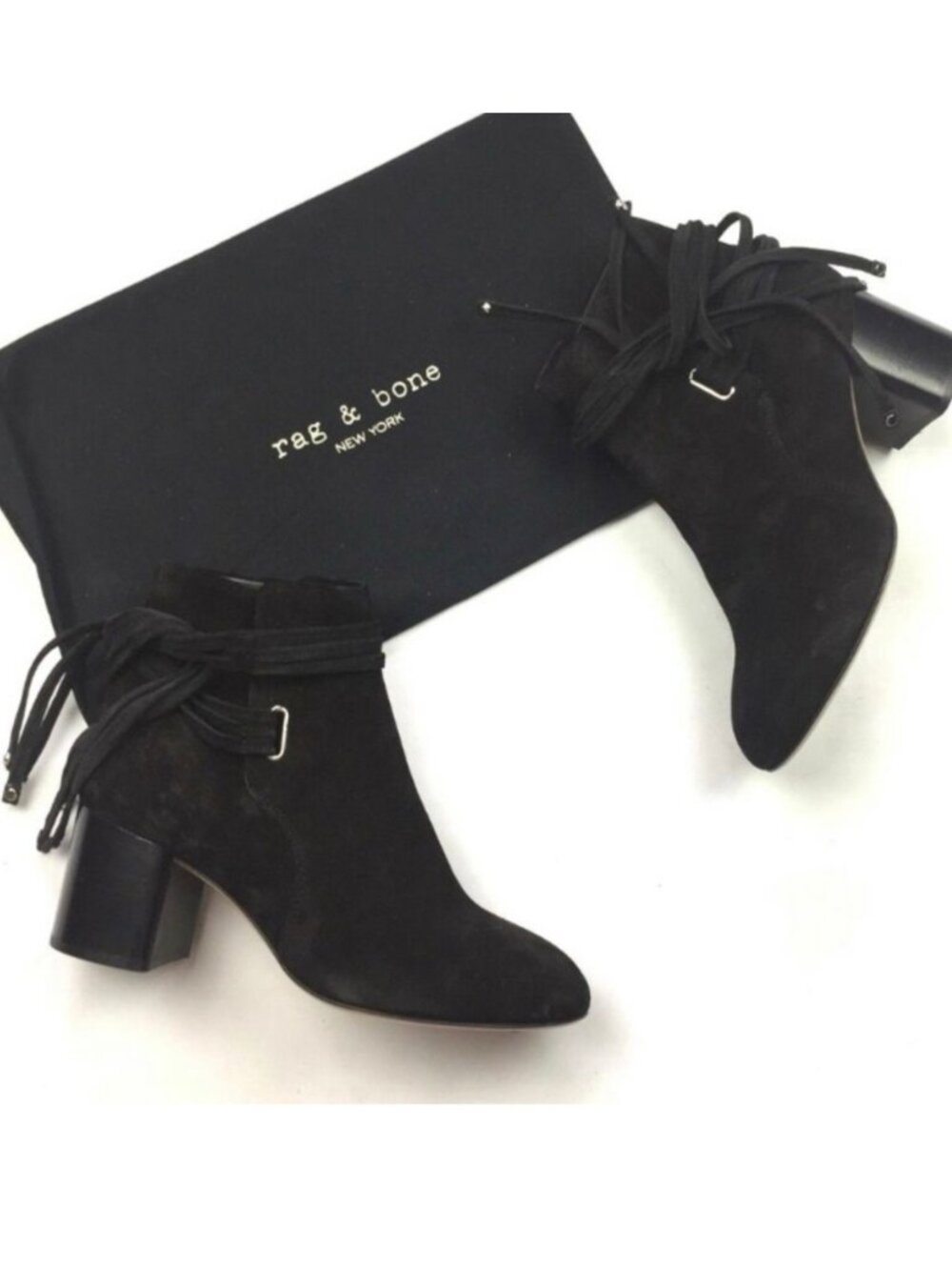 Rag & Bone Dalia II Black Suede Leather Ankle Boots